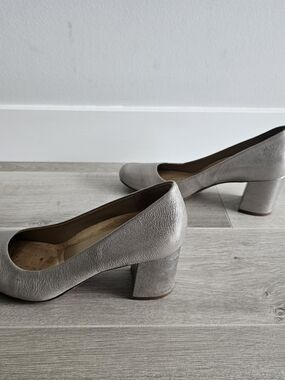 Naturalizer Metallic Silver Block Heel Pumps